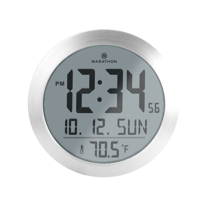 8 Inch Round Digital Wall Clock with Date & Indoor Temperature round-non-atomic-