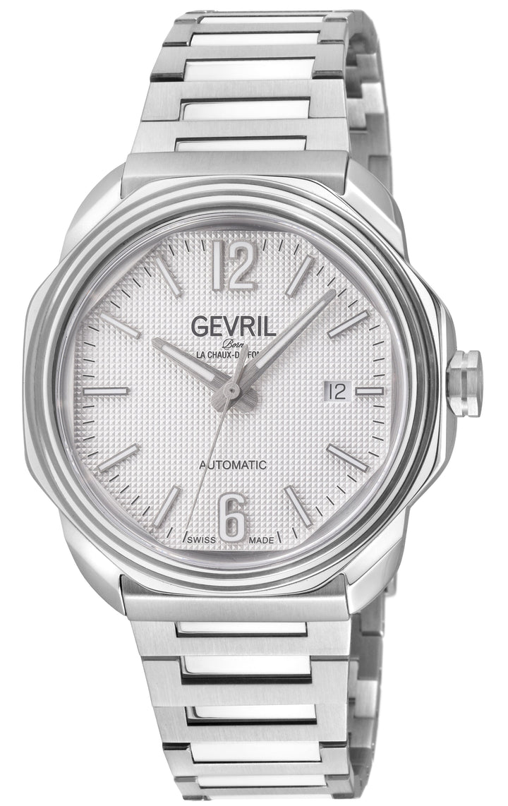 Roosevelt Gevril SS Case, SS Bezel, White checkered dial, SS Bracelet. | White D