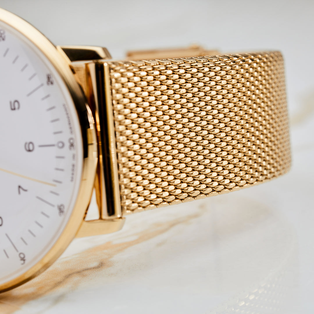 Max Bill Damen White Dial / Gold-Tone Milanese Bracelet White Dial