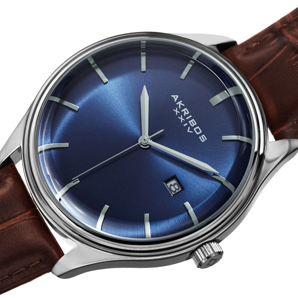 Casual-AK914SSBU Brown/Leather | Blue Dial