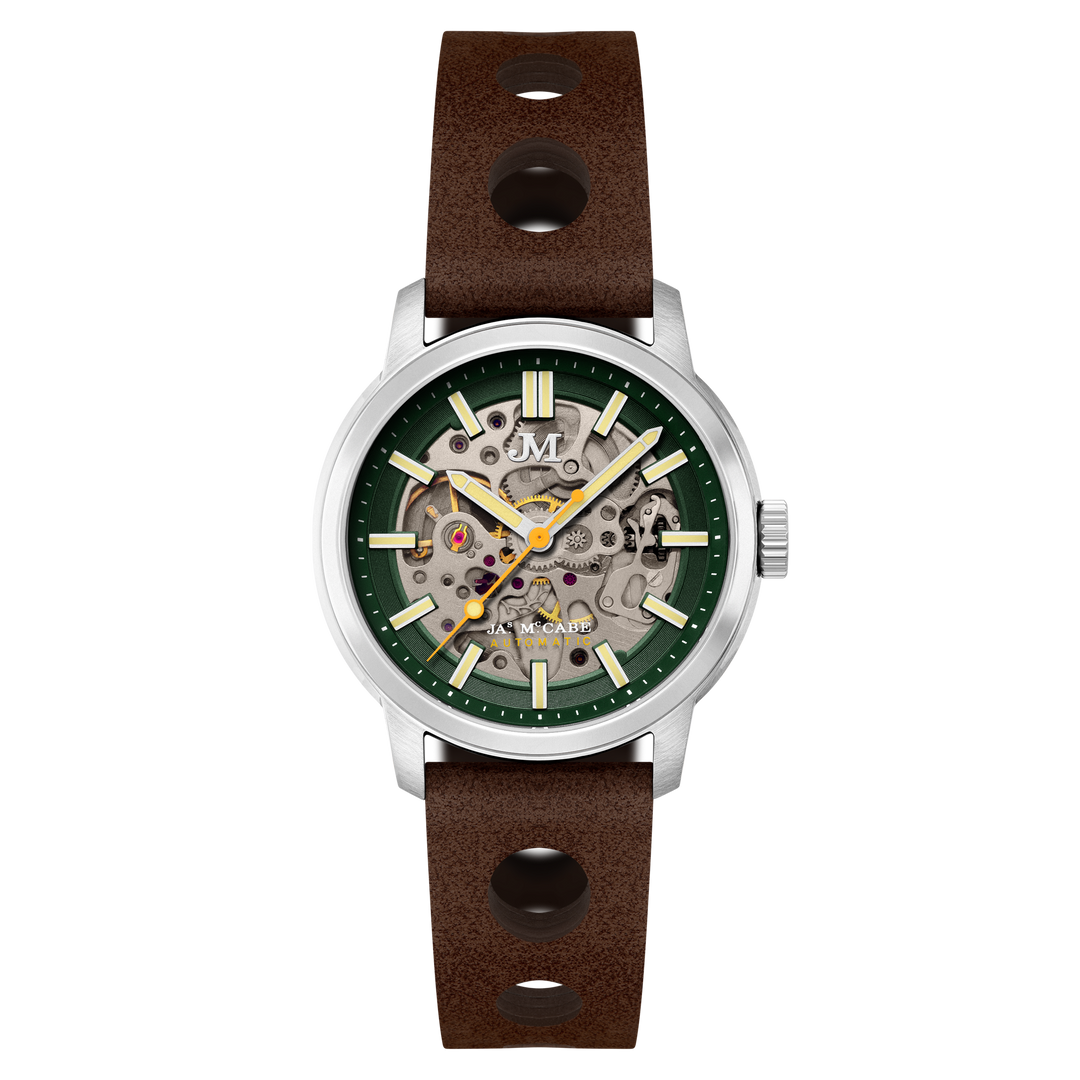 James McCabe Rally Automatic Green / Leather | Green Dial