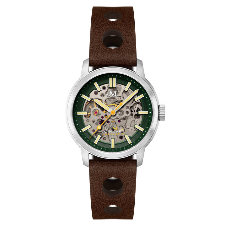 James McCabe Rally Automatic Green / Leather | Green Dial