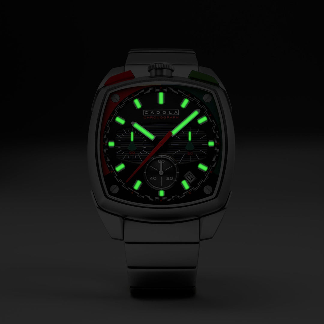 Taurus Chronograph Red & Green / Stainless Steel | Black Dial
