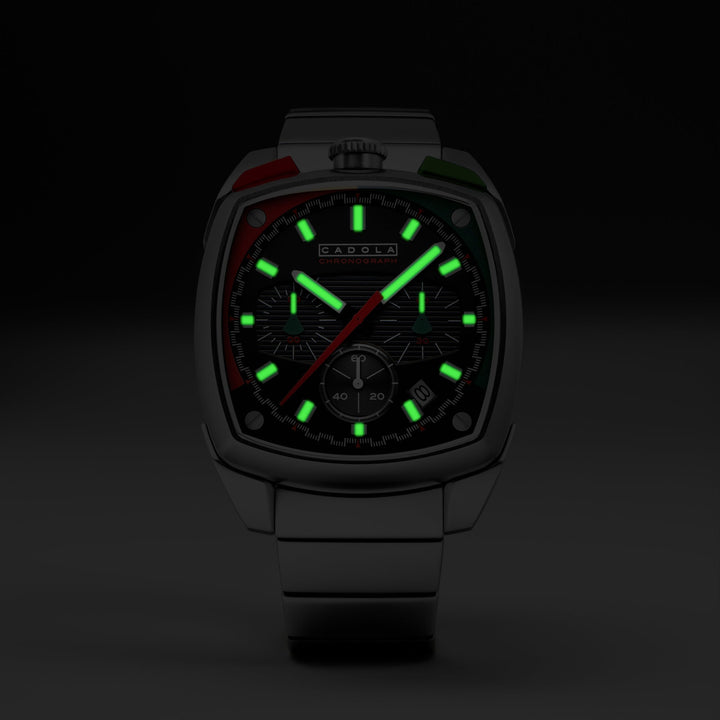 Taurus Chronograph Red & Green / Stainless Steel | Black Dial