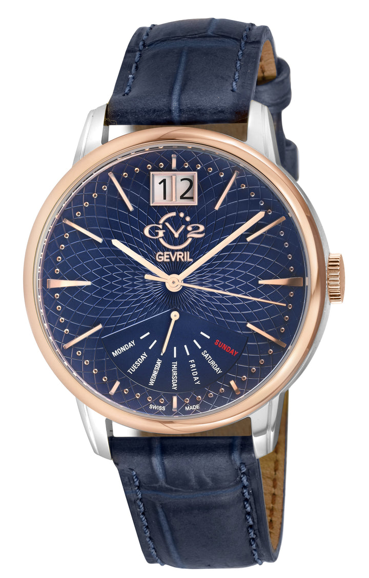 Rovescio Swiss Multifunction Big Date IPYG/White ,Brown Handmade Leather | Blue 