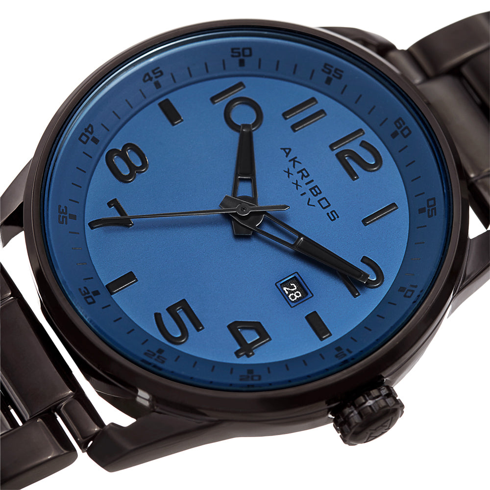 Casual-AK956BU Black/Stainless Steel | Blue Dial