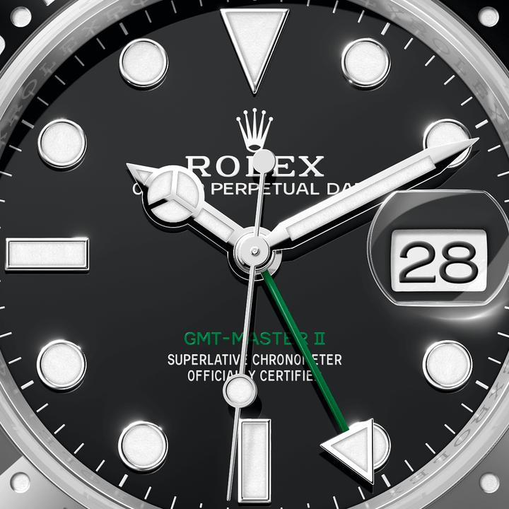 Rolex GMT-Master II 126710GRNR - dial close-up