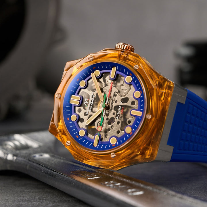 Ravello Automatic Orange & Blue / Silicone | Blue Dial