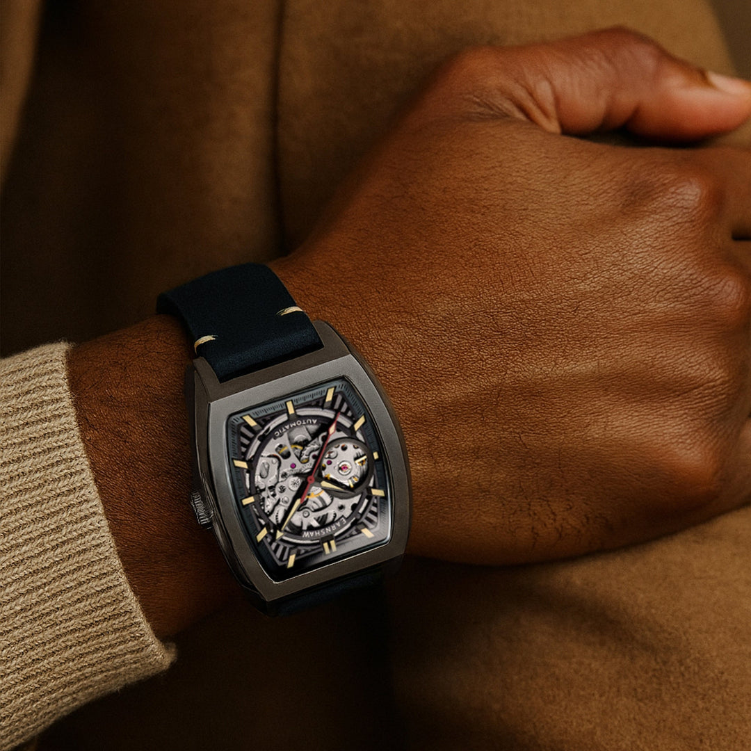 Heritage Wellington Skeleton Automatic Grey / Genuine Leather Grey Dial