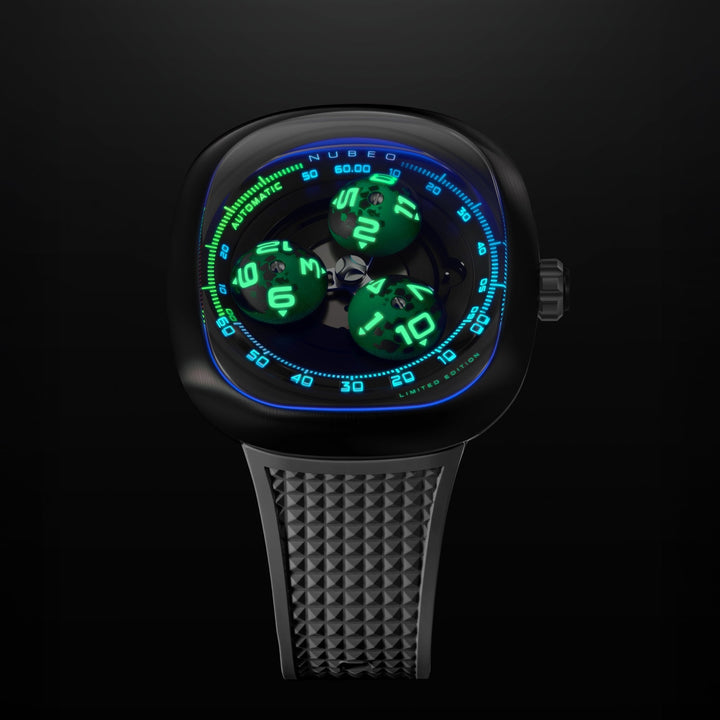 Tri-star Orbit Automatic Limited Edition Black / Rubber Strap Black Dial
