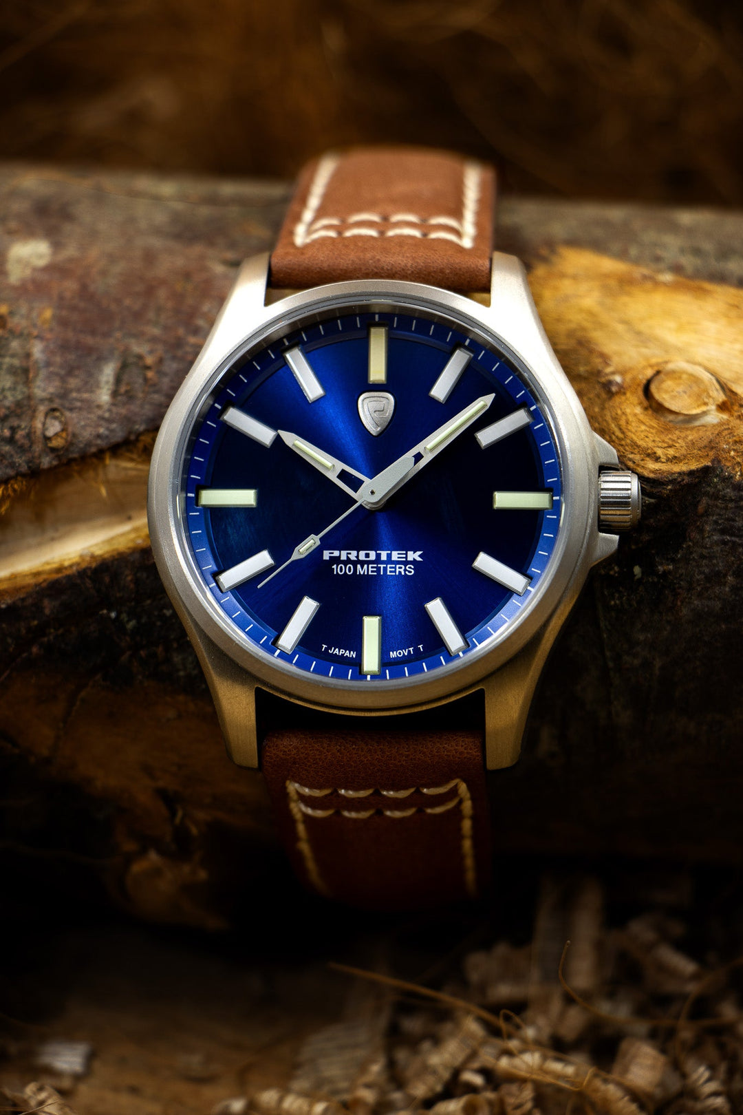 Titanium Field Black Case, Blue Sunray Dial, Dark Tan Strap | Blue Dial