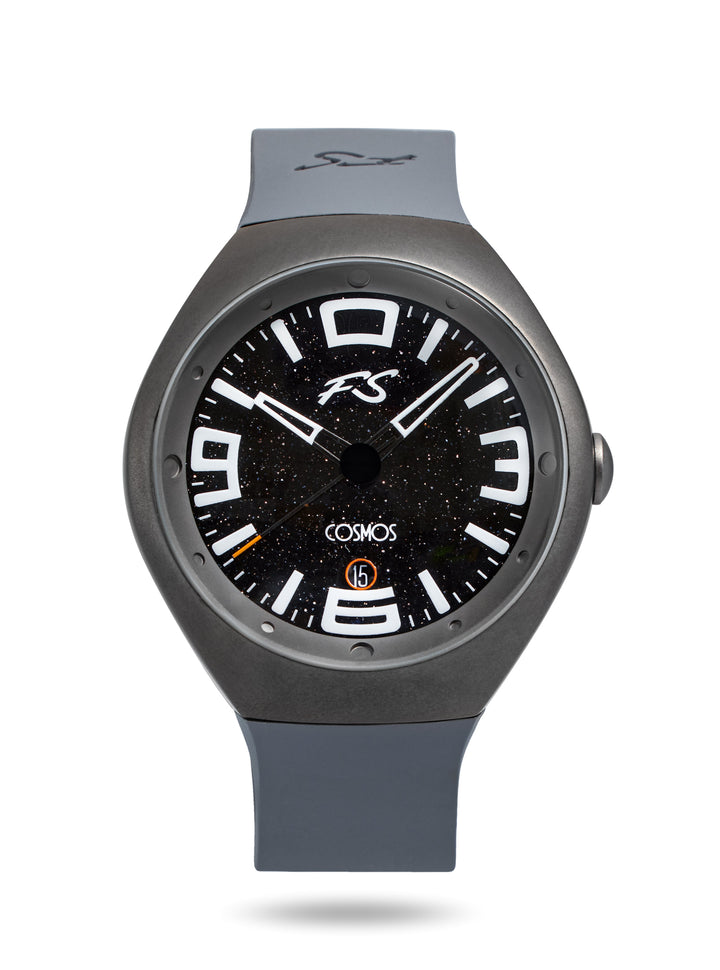 Frank Stephenson's Cosmos Series Gray Case, Black Dial, Gray Strap | Black Dial