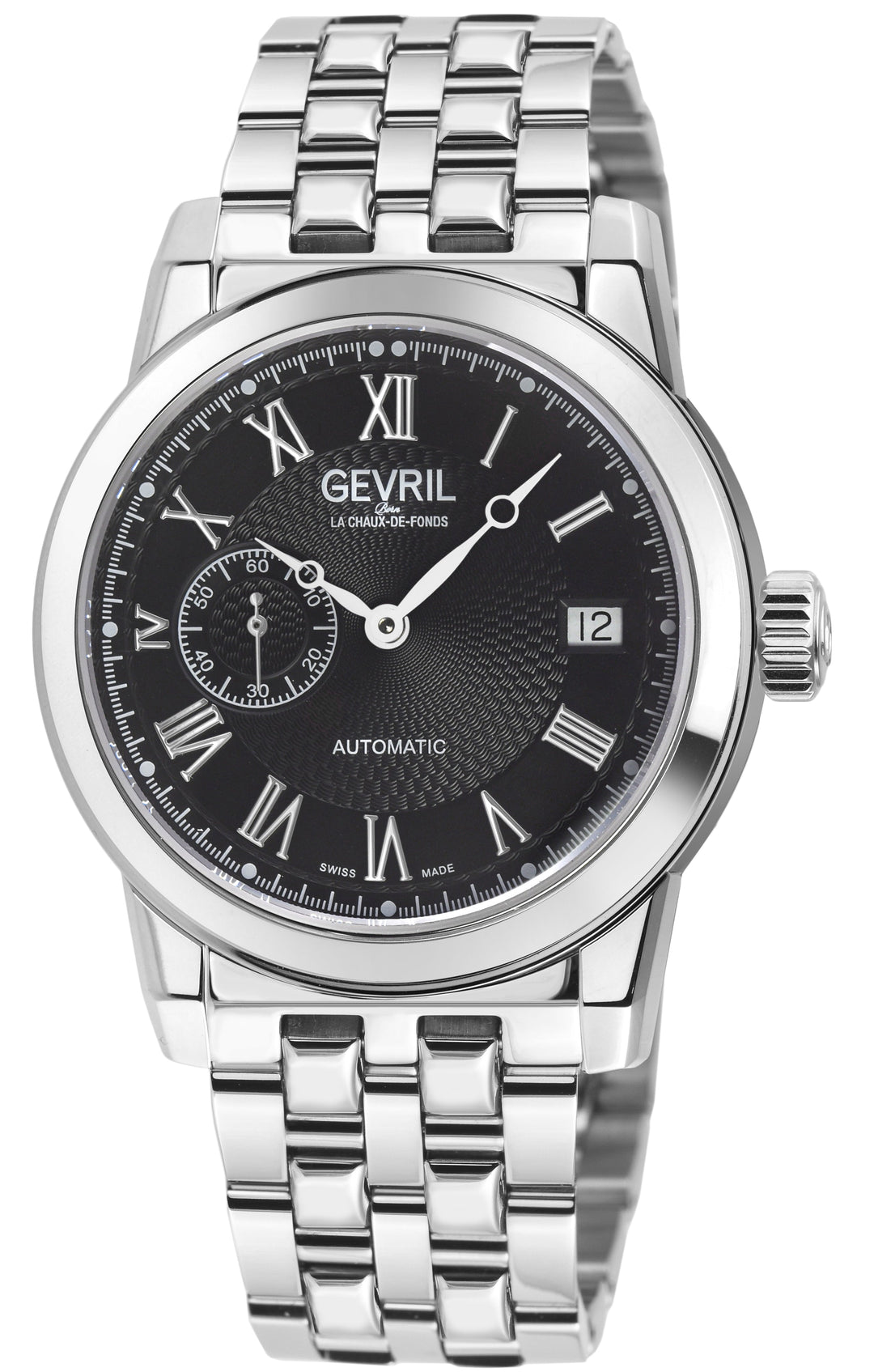 Madison Swiss Made Automatic , SS Case, Black Dial. Sub dial, SS Bracelet | Blac