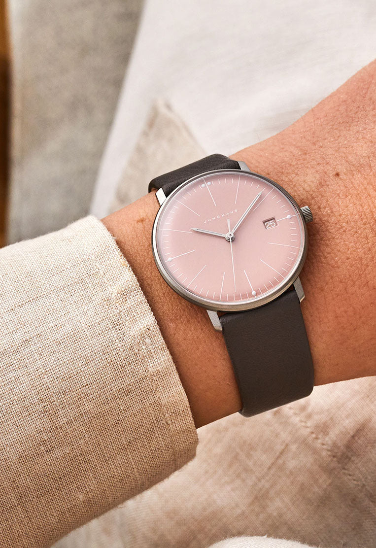 Max Bill Damen Rose Dial / Gray Leather Strap Rose Dial