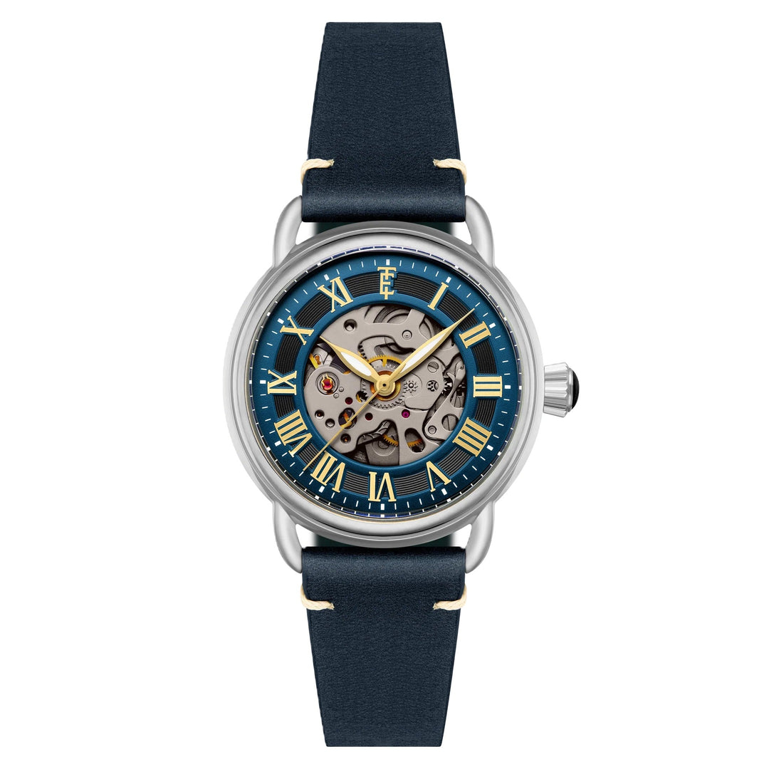 Investigator 40 Pewter Grey  / Blue Leather Strap Gray Dial