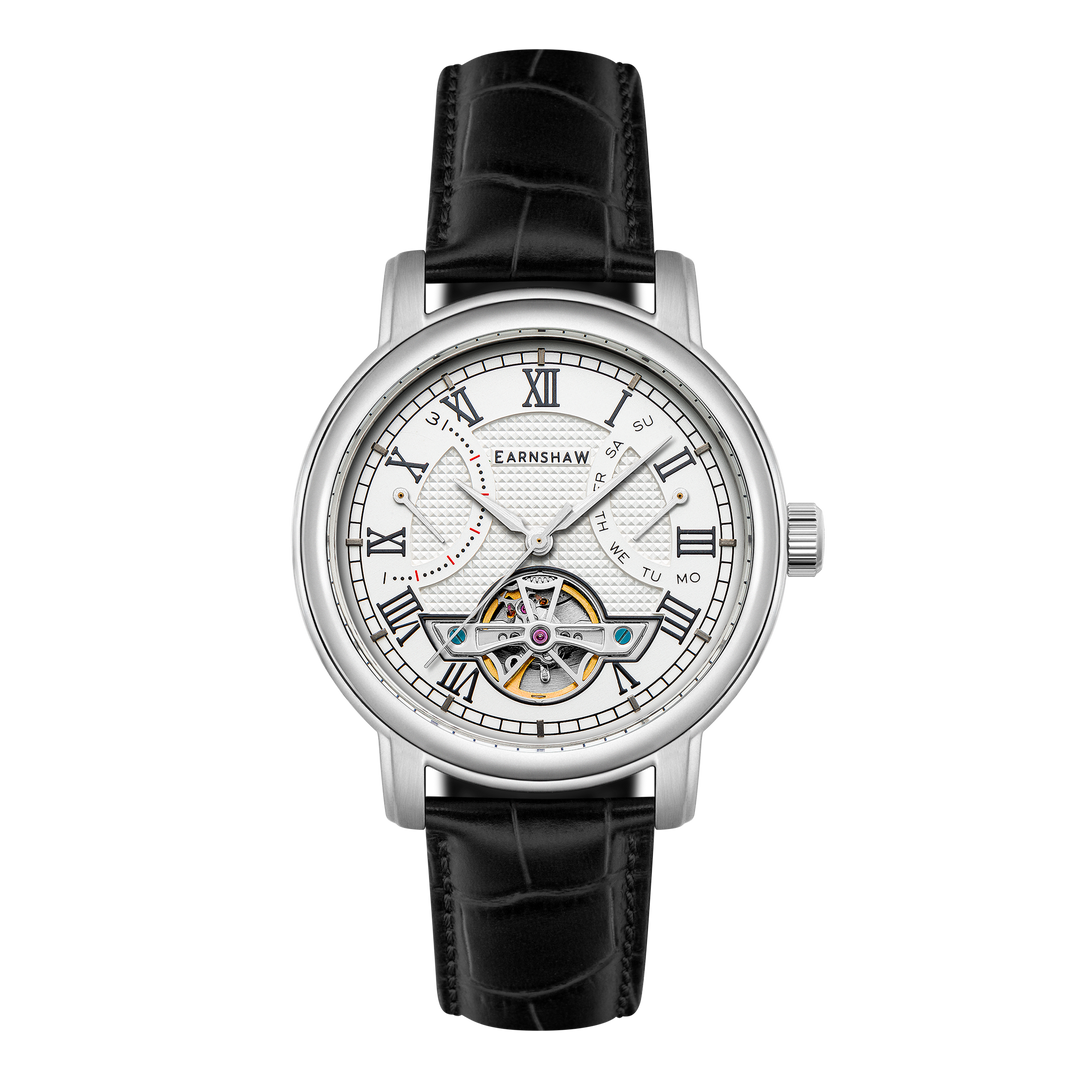 Heritage Longcase Double Retrograde Calendar Open Heart Automatic White / Genuin