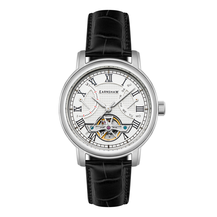 Heritage Longcase Double Retrograde Calendar Open Heart Automatic White / Genuin