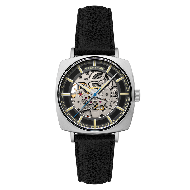 City Of London Moorgate Skeleton Automatic Black / Genuine Leather Strap Black D