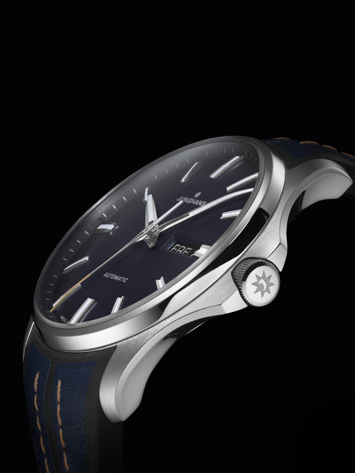 Meister S Automatic Midnight Blue Dial / Blue-Black Rubber-Leather Strap Midnigh
