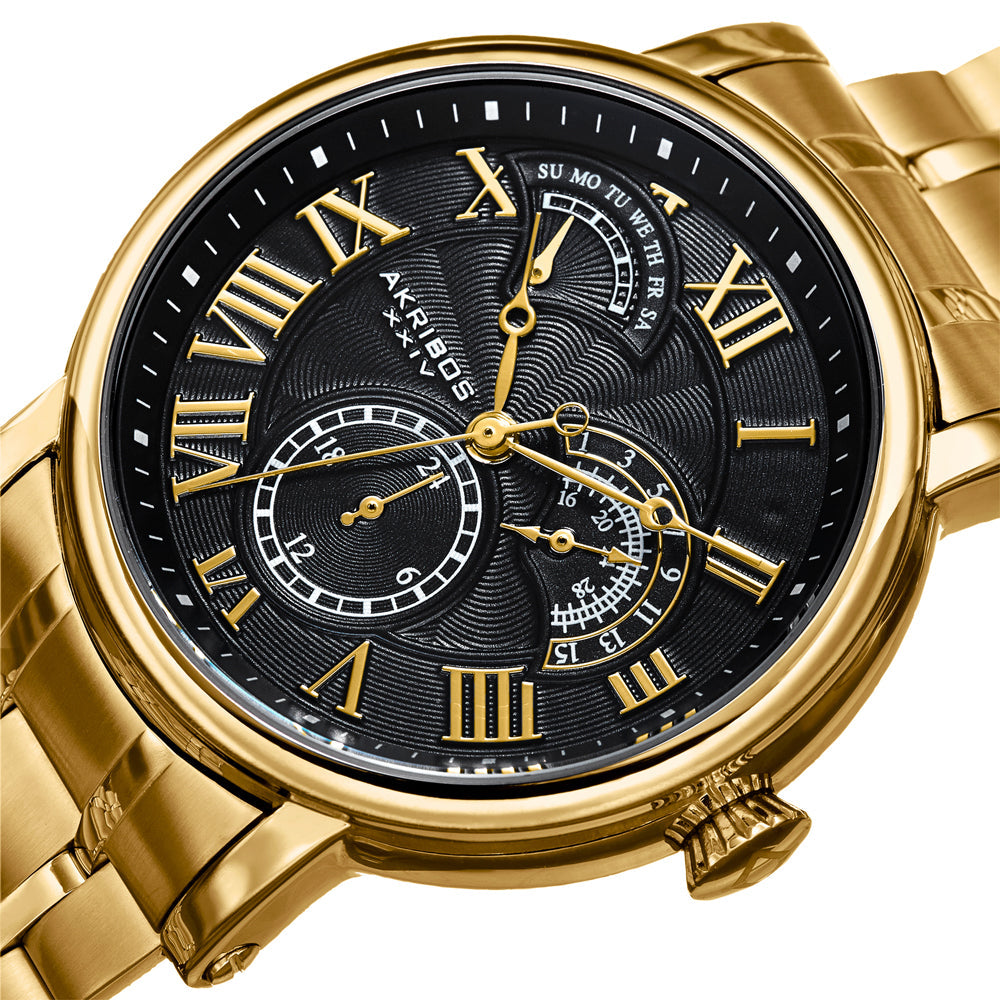 AK1001YGB-Dress Gold/Stainless Steel | Black Dial