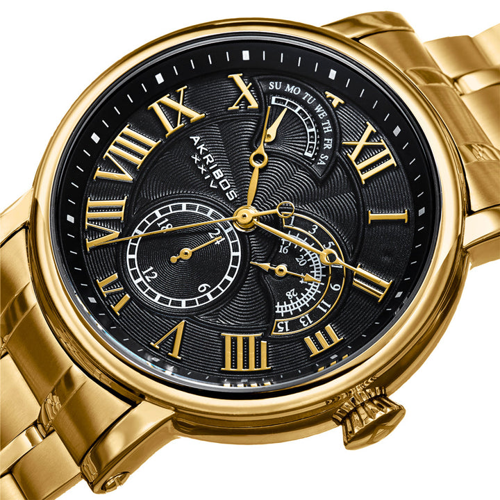AK1001YGB-Dress Gold/Stainless Steel | Black Dial