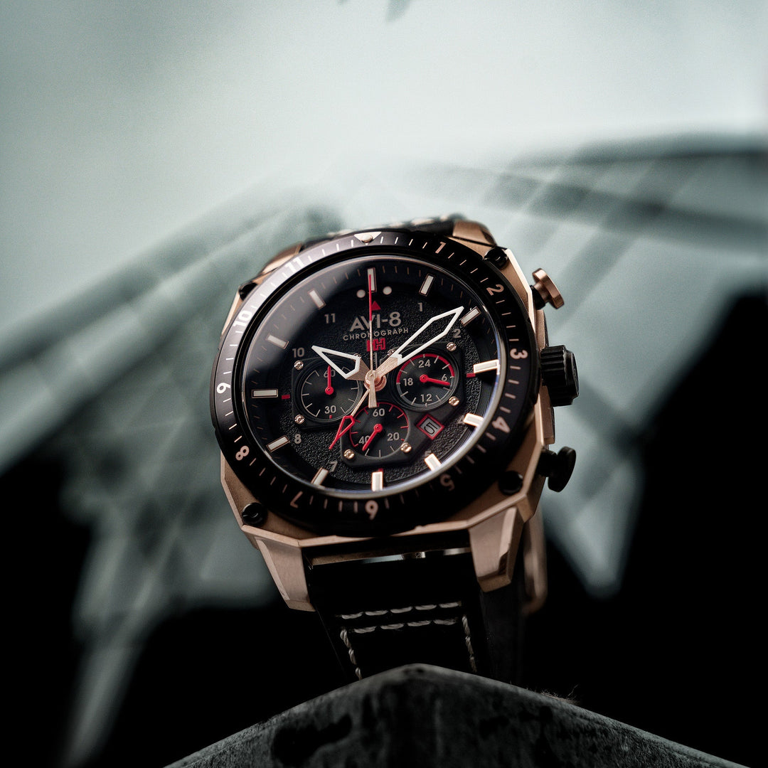 ATLAS DUAL TIME CHRONOGRAPH BLACK / LEATHER Black Dial