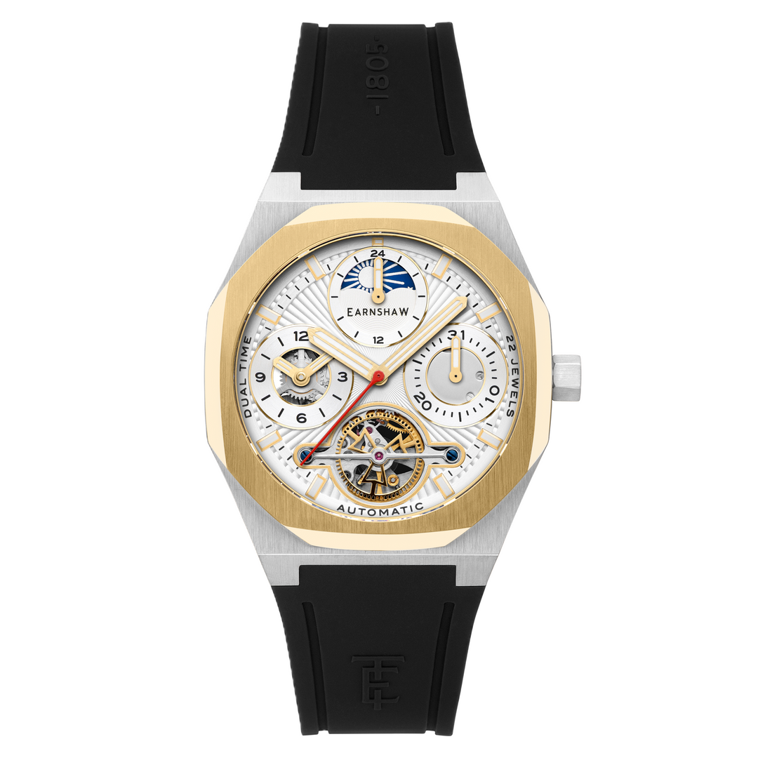 Drake Polished Aura / Black Rubber Strap Silver Dial