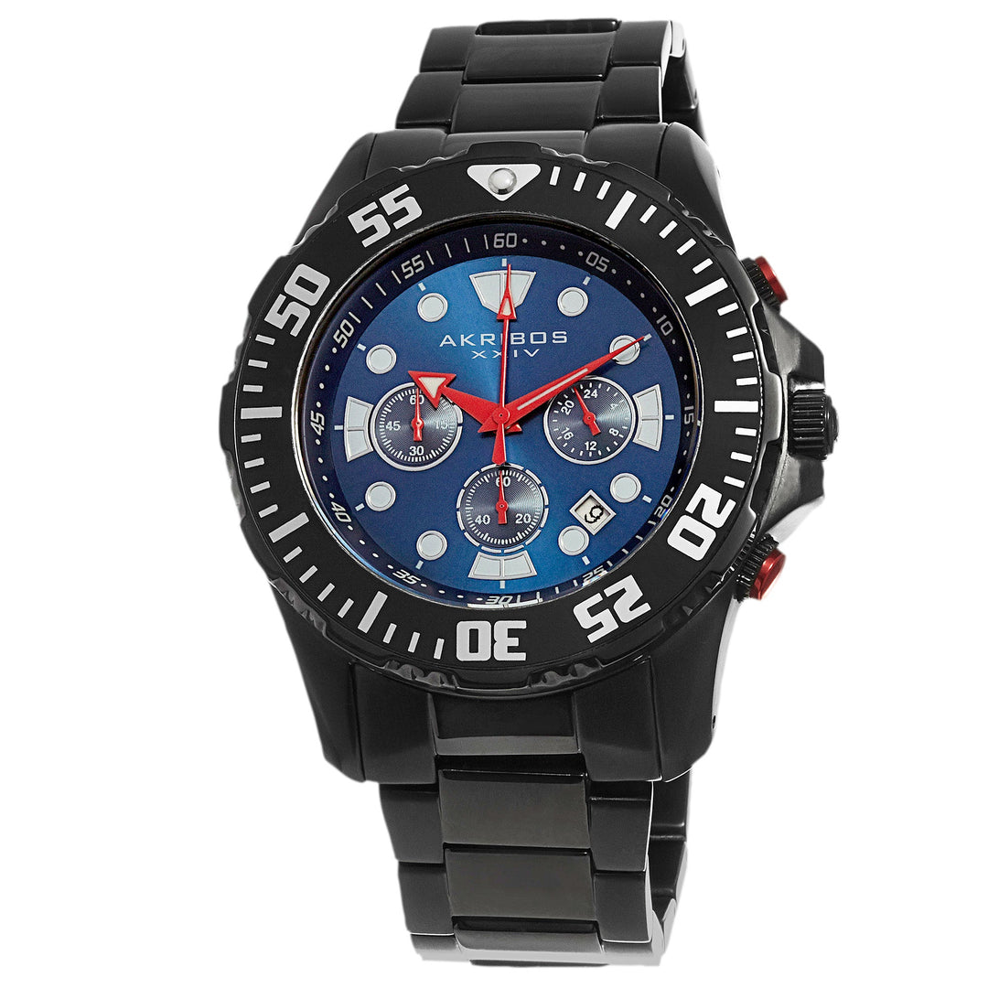 Blue Dial Chronograph Black Stainless Steel Watch Blue