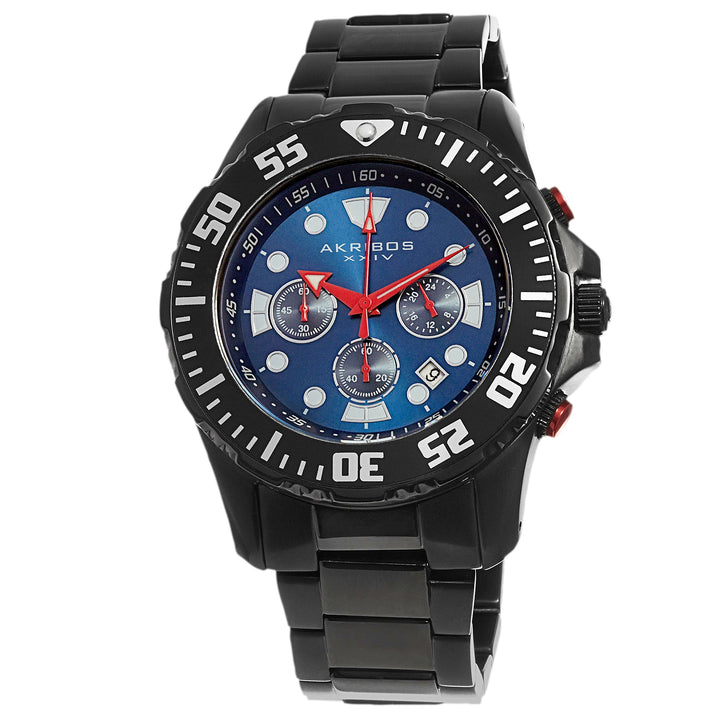 Blue Dial Chronograph Black Stainless Steel Watch Blue