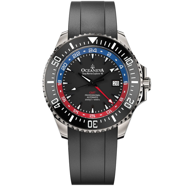 Deep Marine Explorer VI 6000M - GMT True Dive Blue/RedGMT Black Dial