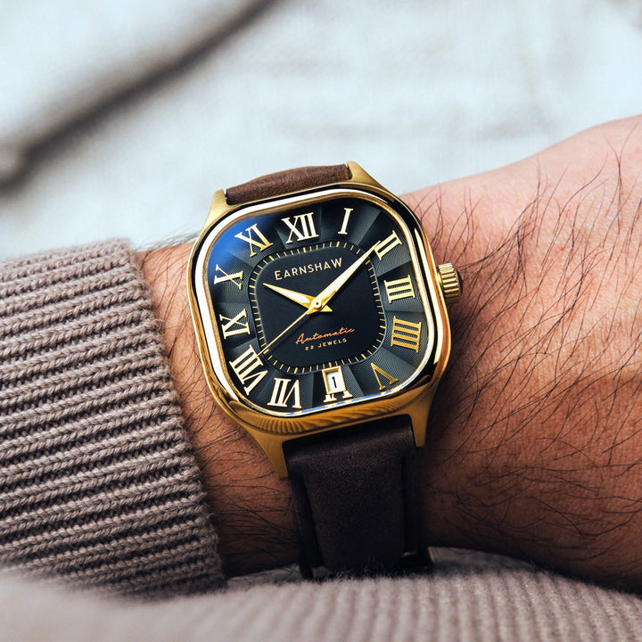 Coussin Automatic Black / Brown Genuine Leather | Black Dial