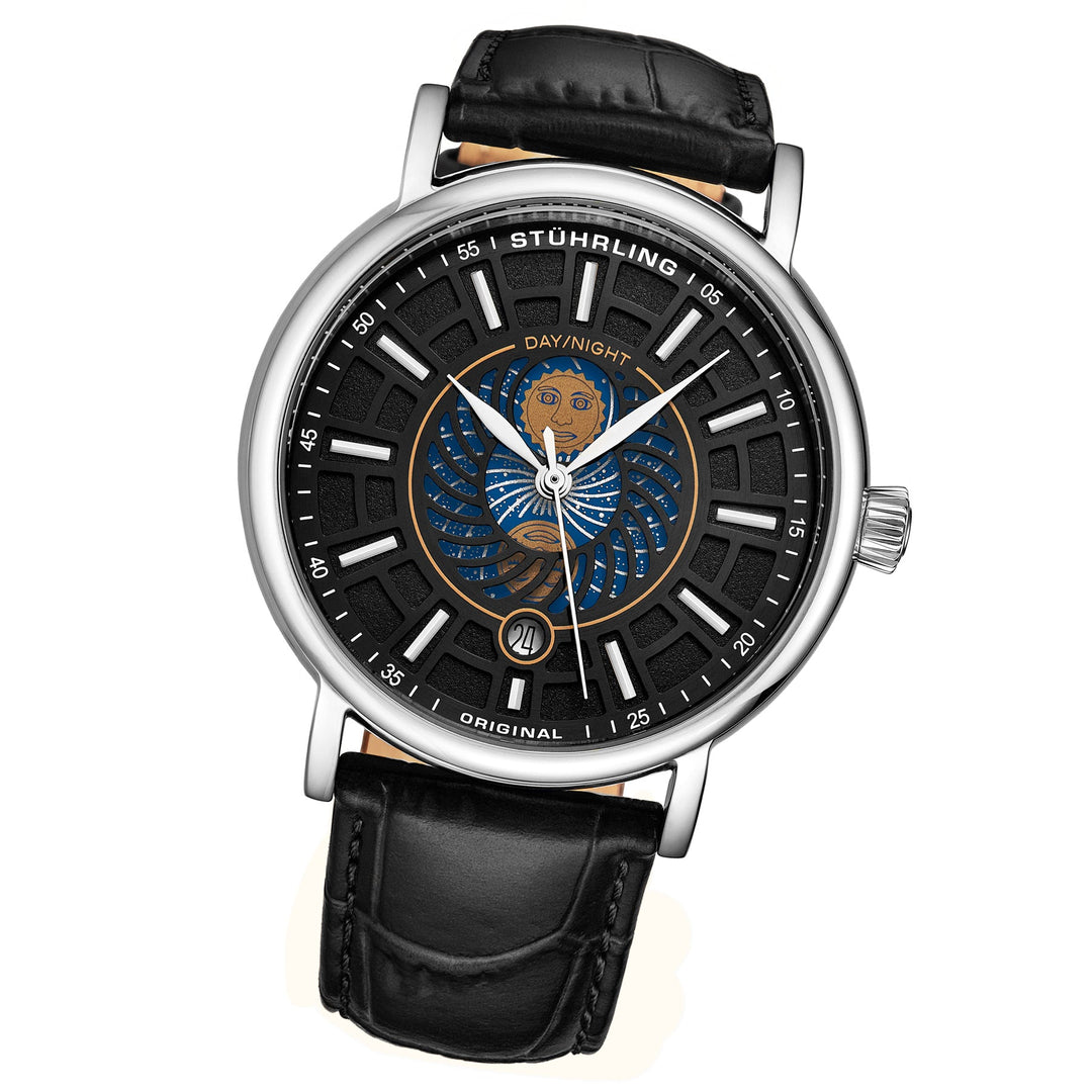 Symphony 899 Silver case/Leather strap/ Brass Dial | Black Dial