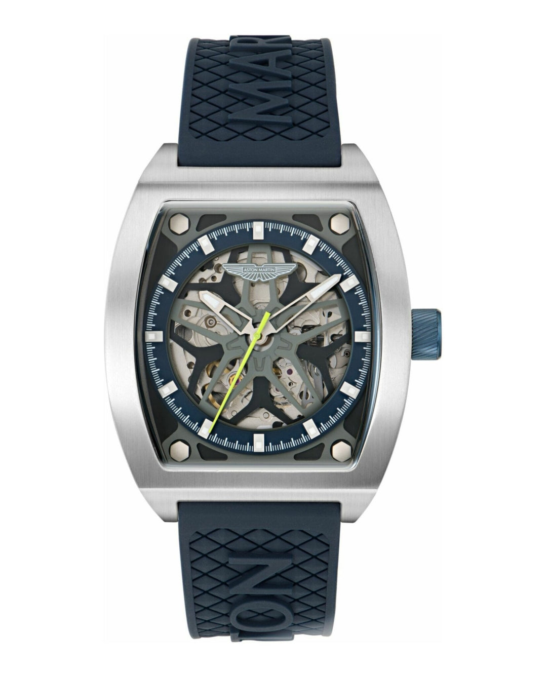 TRG Automatic Skeletonized Tonneau/Stainless Steel/Navy Silicone Blue Dial