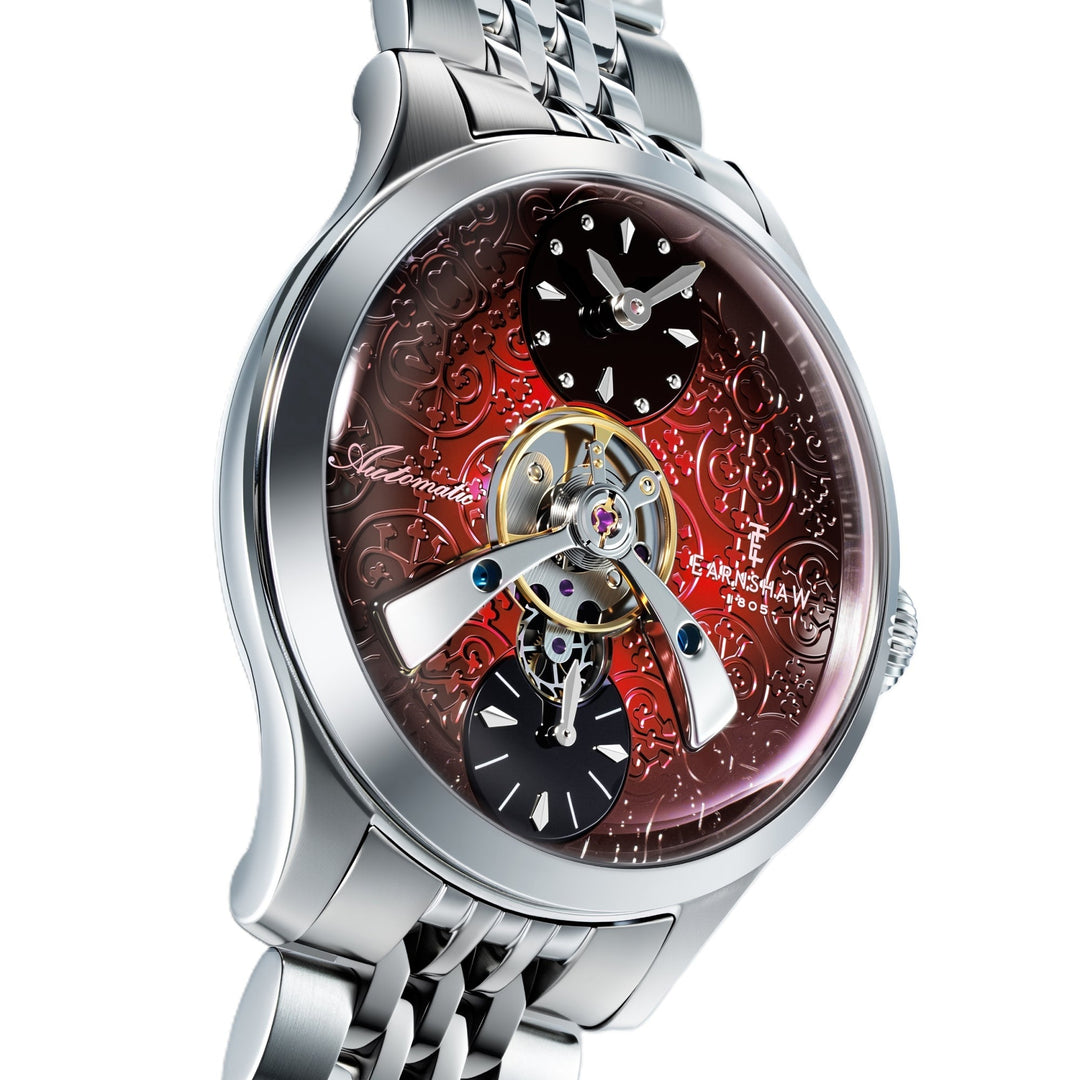 Dalton Fume Red  / Silver Stainless Steel Bracelet Red Dial
