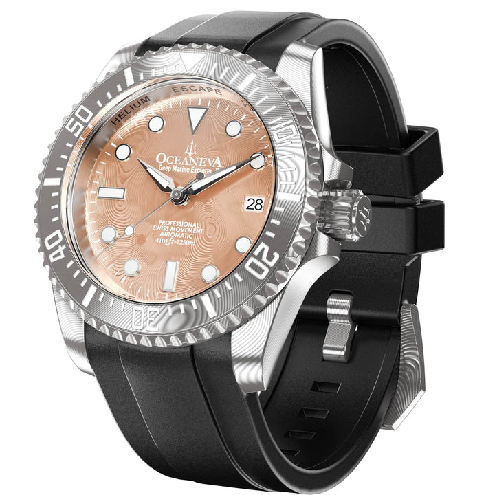 Damascus Deep Marine Explorer II Damascus Bezel | Rose Gold Dial