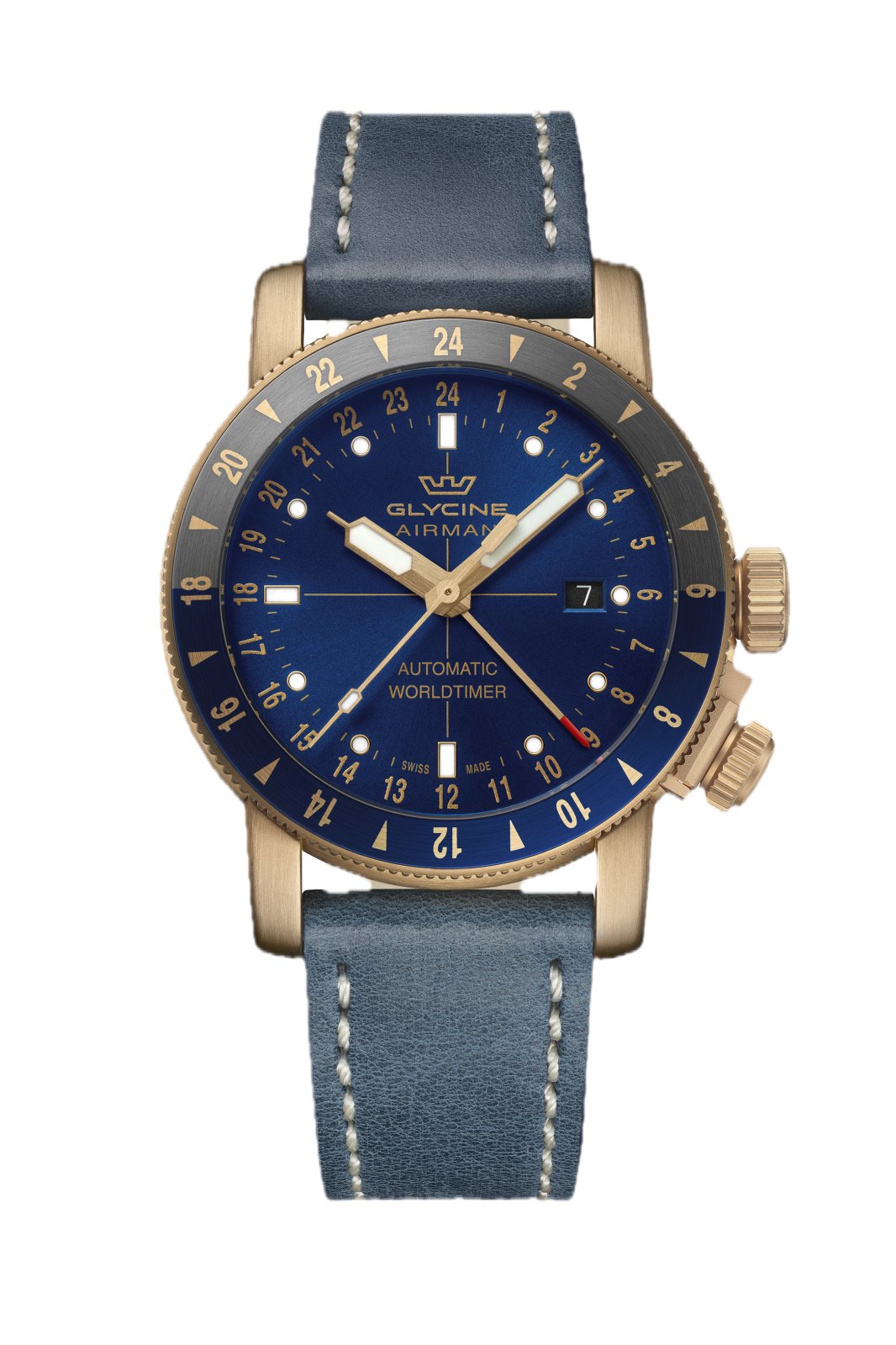 Airman Contemporary Bronze GMT 44mm / Blue / Blue Blue Dial