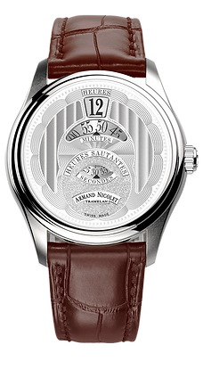 MO2-HS2 Jumping Hour Silver Dial / Brown Alligator-embossed Leather Strap Silver