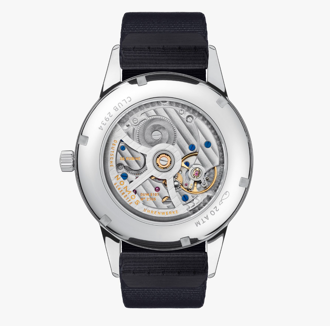 Club Automatic Date White/Blue Black Textile White Dial