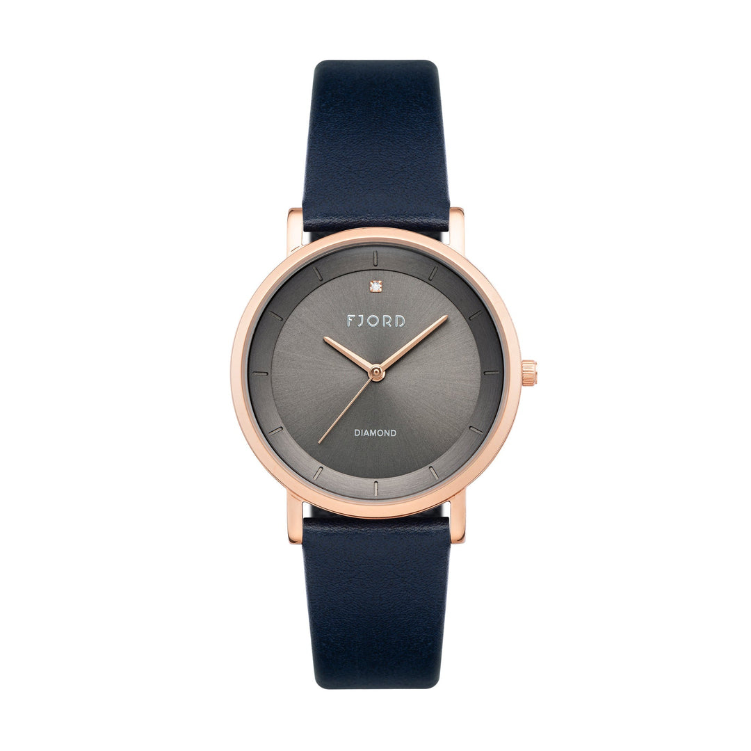 Jensen Rose Gold and Gray / Leather | Gray Dial