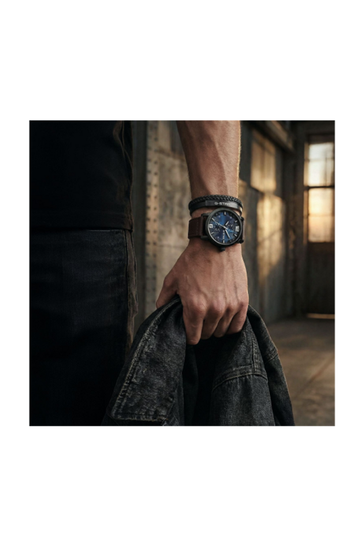 Rovic Blue Dial / Brown Leather Strap Blue Dial