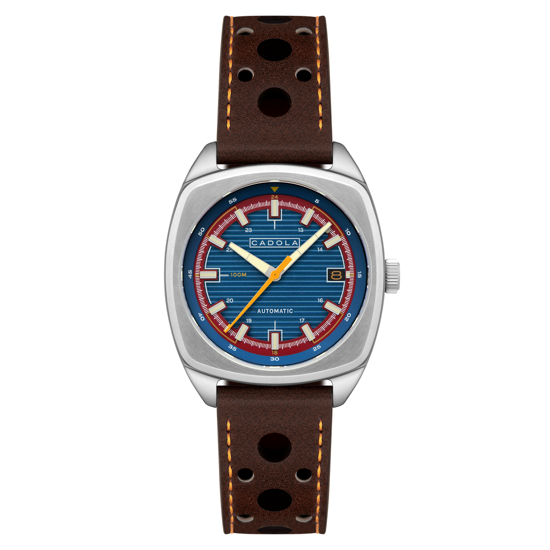 Buxton Automatic Blue/ Brown Leather | Blue Dial