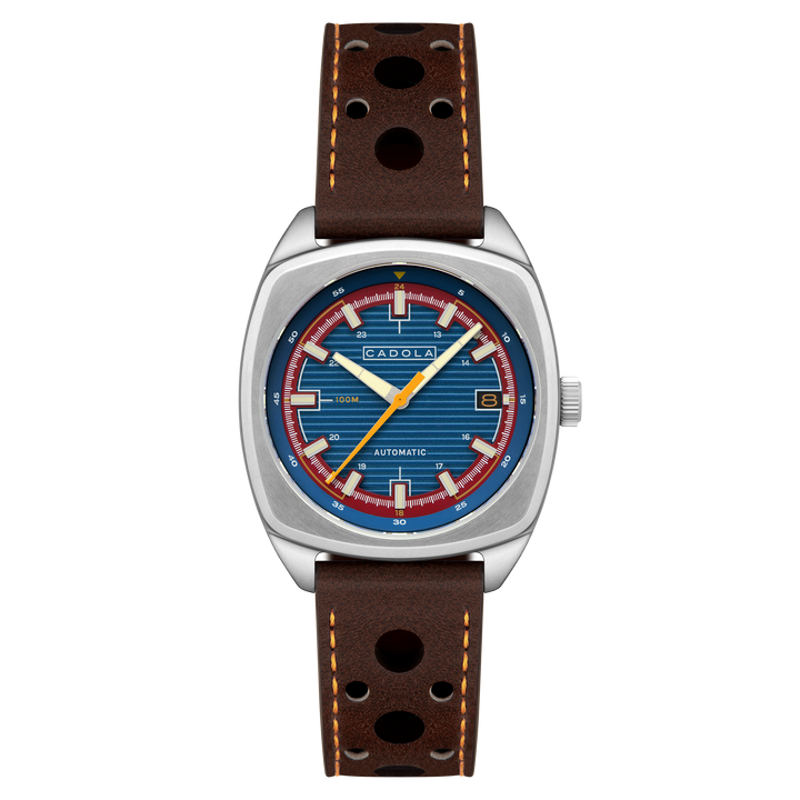 Buxton Automatic Blue/ Brown Leather | Blue Dial