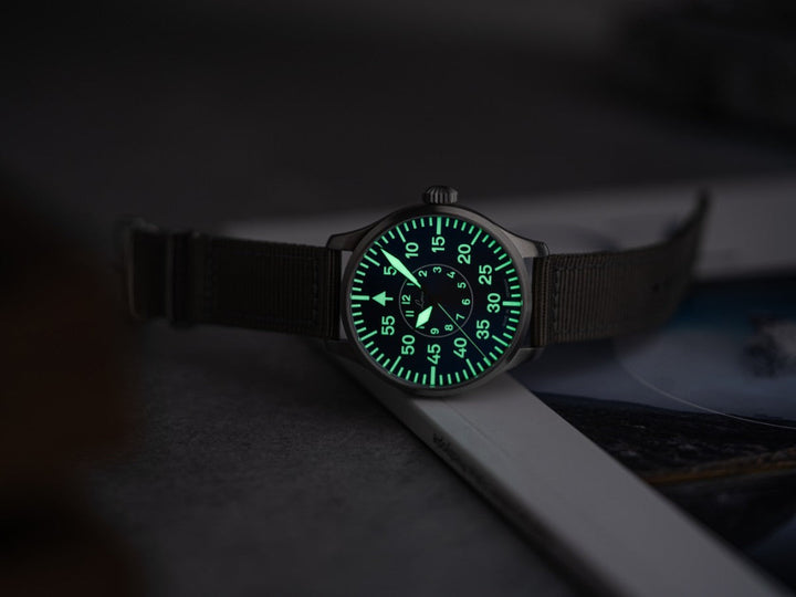 Aachen Blaue Stunde 42 nylon bracelet Blue Dial