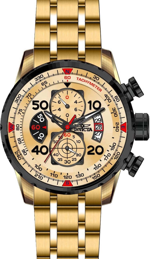 Aviator Chronograph Gold Dial / Gold Stainless Steel Bracelet Gold Dial
