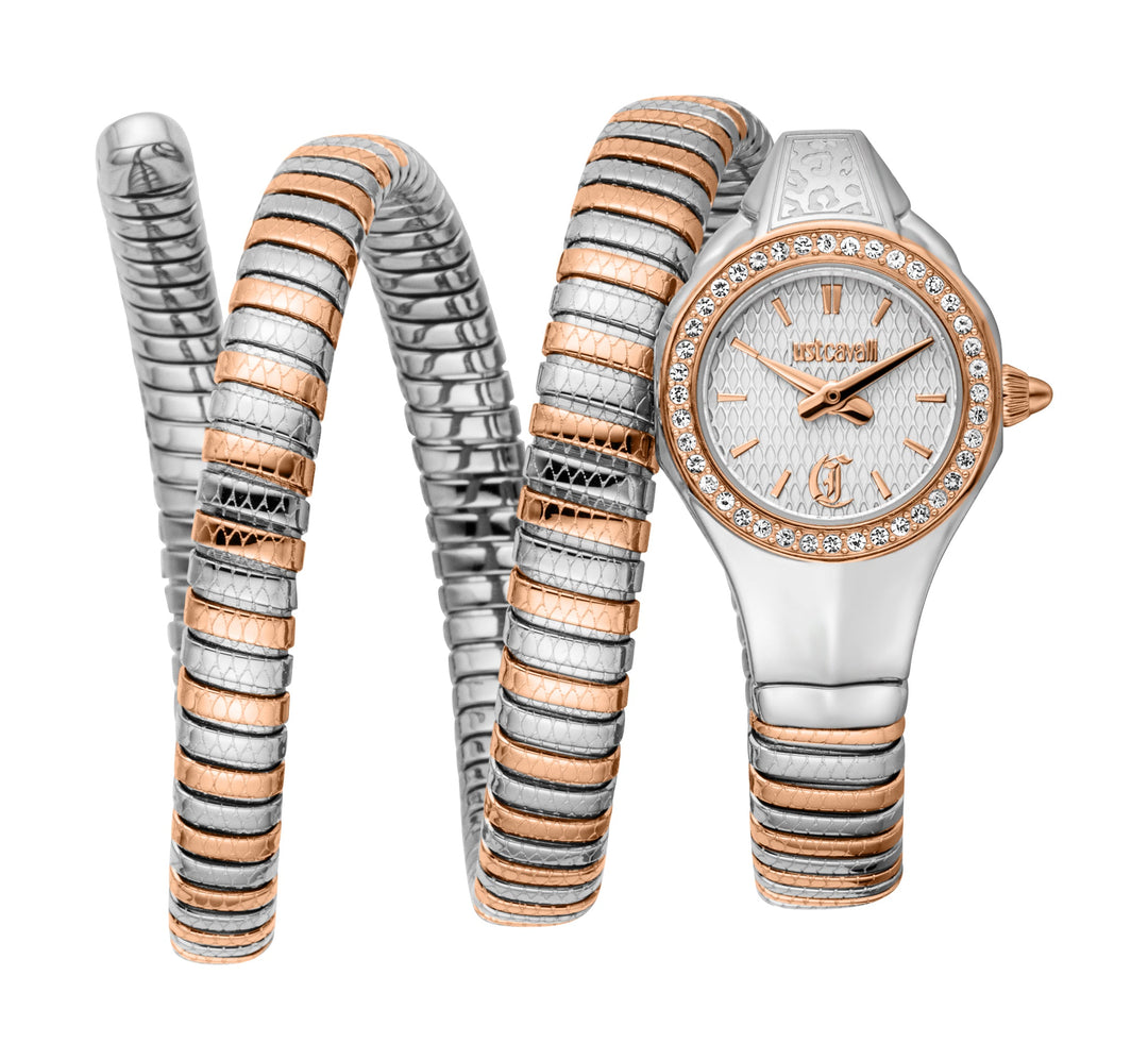 Just Cavalli 22mm / Silver and Rose Gold / Silver Silver Dial