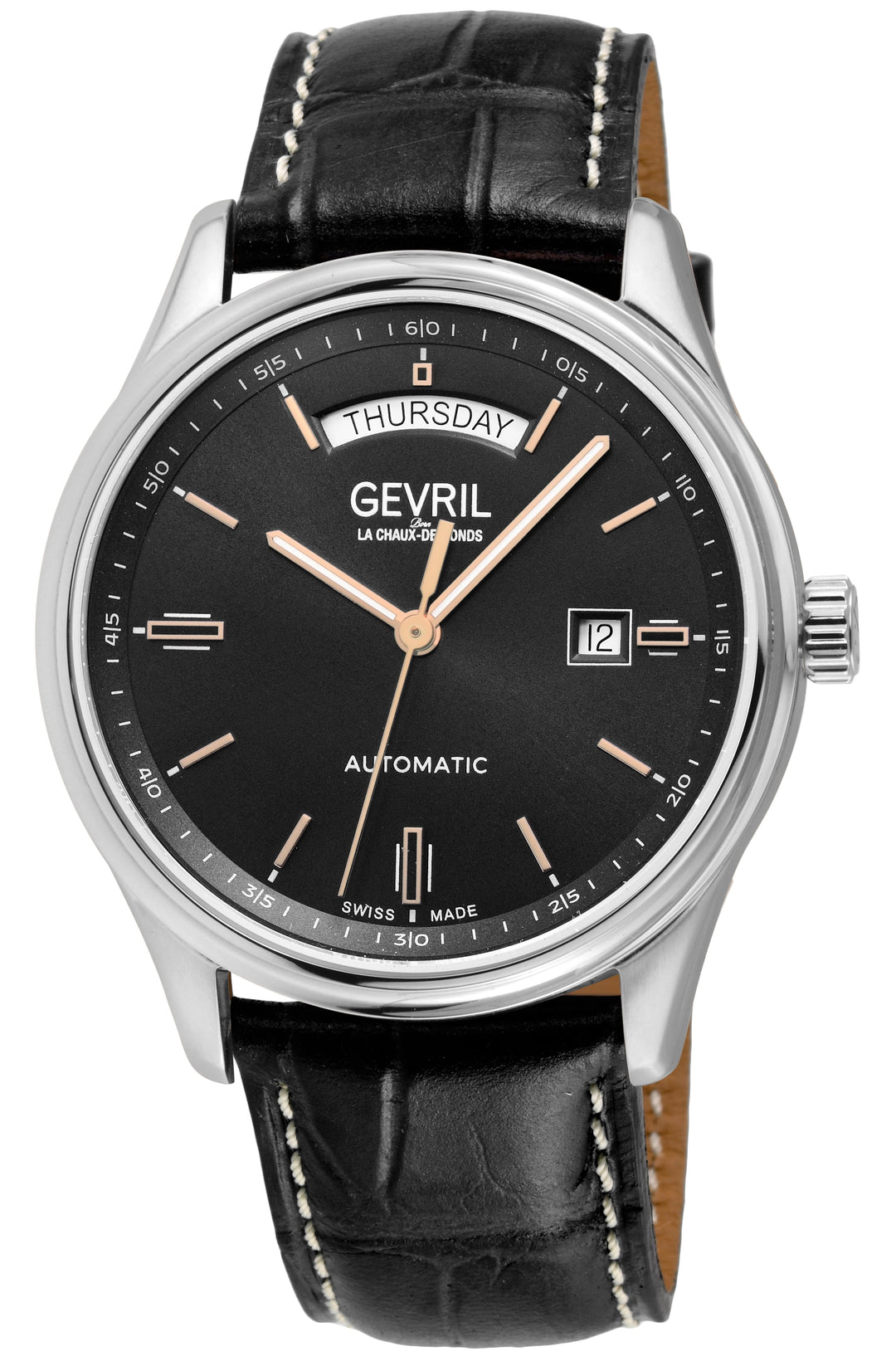 Excelsior Swiss made Automatic Sellita SW240, Day Date Black Dial,  Black Italia