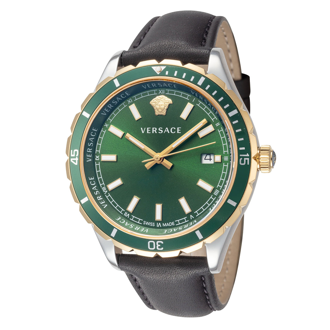 Hellenyium Green Dial Black Leather Strap 42mm Green Dial