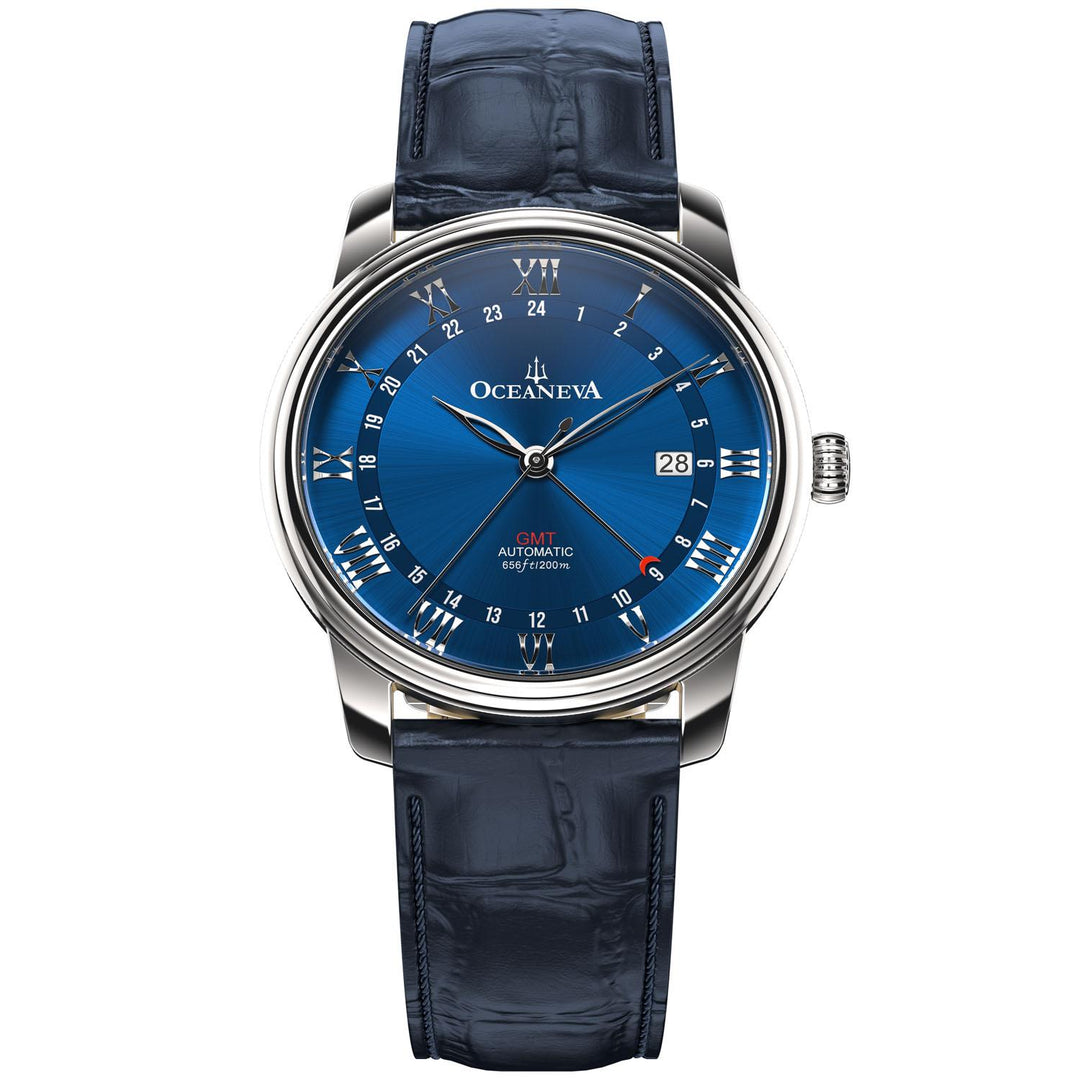 OceanTrek Automatic GMT 200m Silver Bezel |Blue Dial