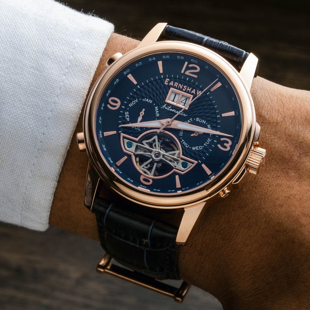 City Of London Marylebone Grand Date Calendar Open Heart Automatic Blue / Genuin