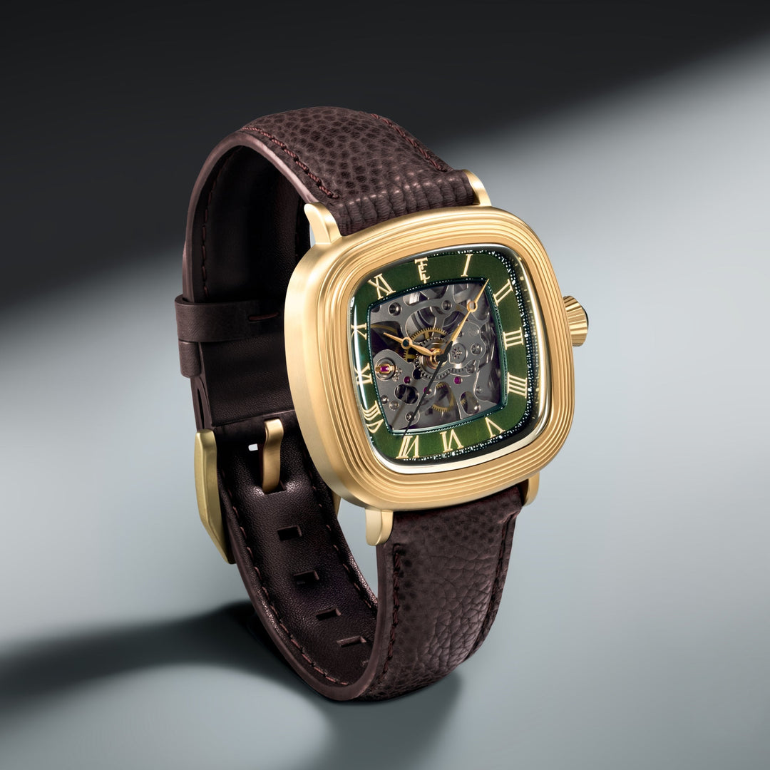 Heritage Chester Skeleton Automatic Green / Genuine Leather | Green Dial